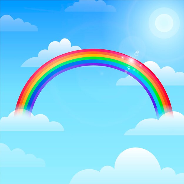 Arc en ciel design plat dans le ciel