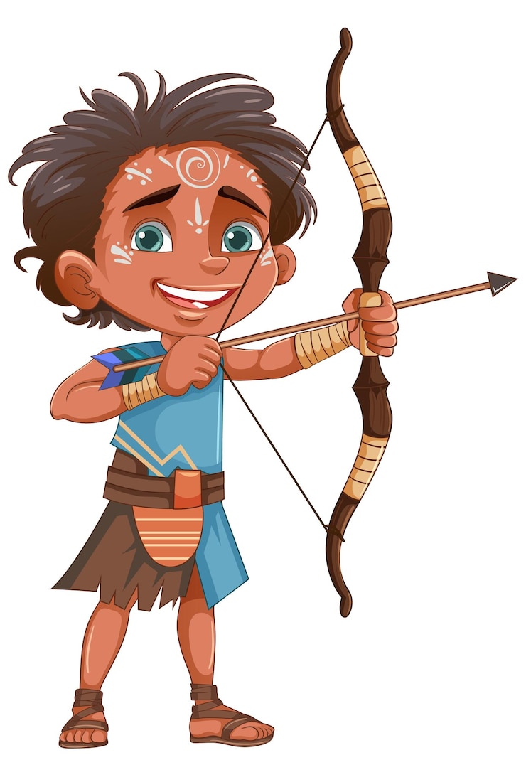 Vecteur gratuit archer enfant de la tribu amérindienne