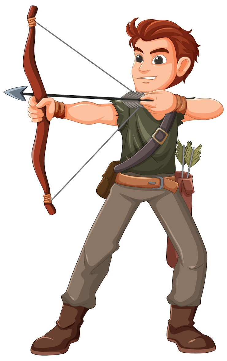 Vecteur gratuit l'archer vise avec l'arc et la flèche