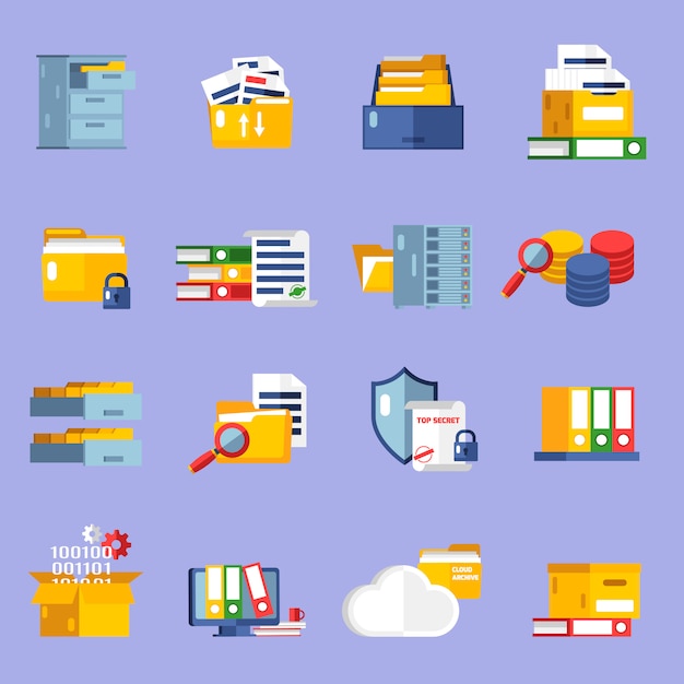 Vecteur gratuit archive icons set