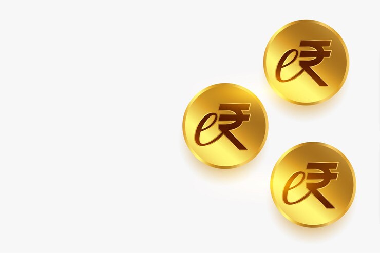 Vecteur gratuit argent numérique erupi symbole d'arrière-plan pour le marché bancaire