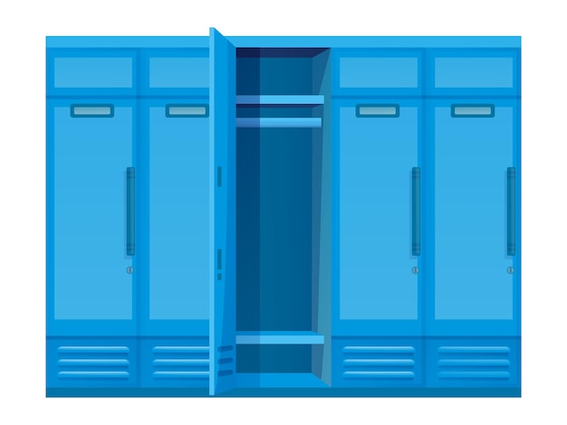 Armoire Fermée De Casier Bleu Avec Serrures Sur Les Portes Pour Le Stockage De Vêtements Dans Une école De Sport Publique Ou Un Placard De Sécurité De Bureau Ou Une Armoire Isolée Sur Blanc