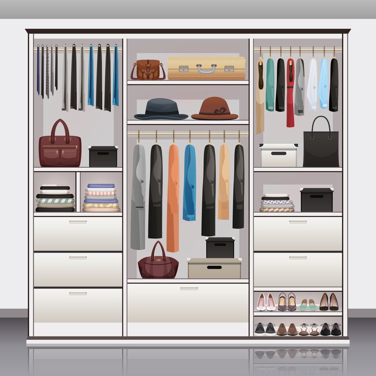 Vecteur gratuit armoire rangement intérieur réaliste