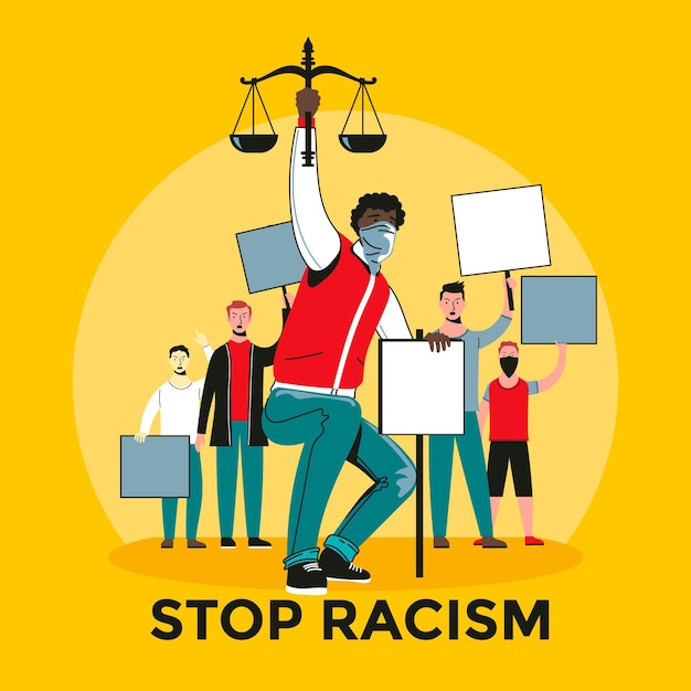 Vecteur gratuit arrêter l'illustration du racisme