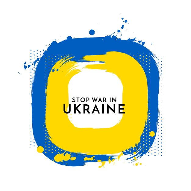 Arrêtez la guerre dans le texte de l'Ukraine avec le vecteur de conception élégante de drapeau de pays
