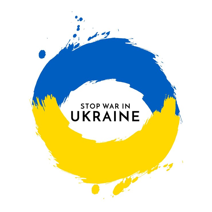 Vecteur gratuit arrêtez la guerre en ukraine texte pays drapeau thème vecteur de conception
