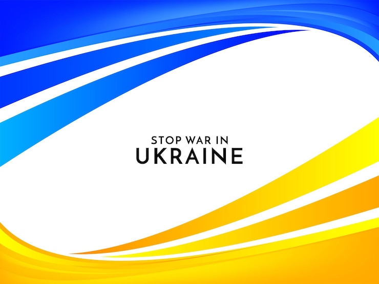 Vecteur gratuit arrêtez la guerre en ukraine vecteur de conception de drapeau de pays de style de vague de texte