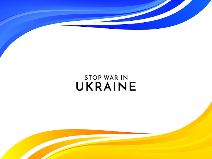 Vecteur gratuit arrêtez la guerre en ukraine vecteur de conception de drapeau de pays de style de vague de texte