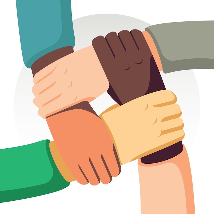 Vecteur gratuit arrêtez le racisme avec les mains