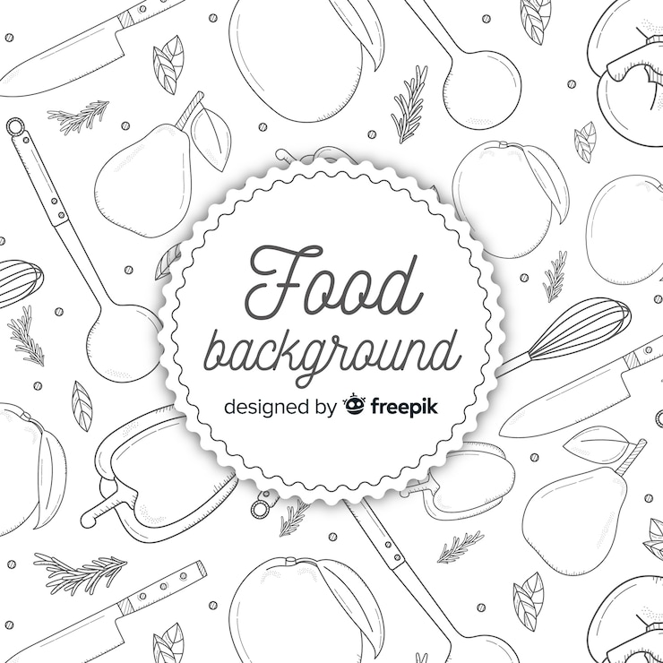 Vecteur gratuit arrière-plan d'aliments dessiné à la main