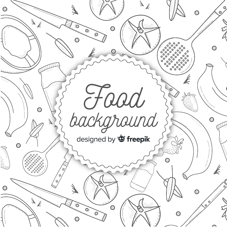 Vecteur gratuit arrière-plan d'aliments dessiné à la main