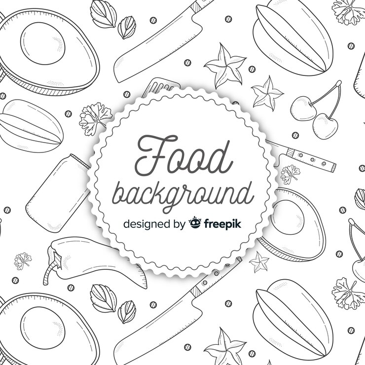 Vecteur gratuit arrière-plan d'aliments dessiné à la main