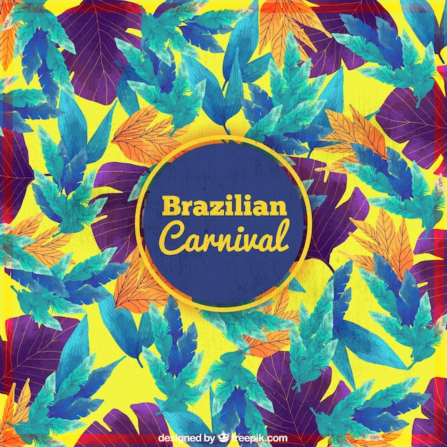 Arrière-plan de l&#39;aquarelle feuilles colorées du carnaval brazilian