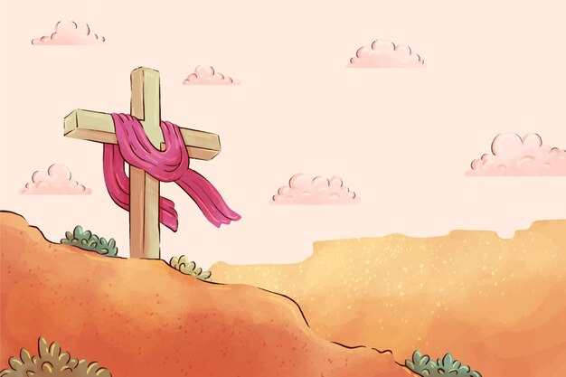 Arrière-plan en aquarelle pour la célébration religieuse du mercredi des cendres