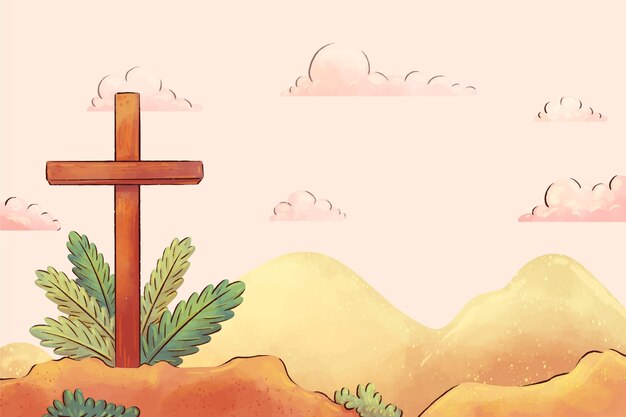 Arrière-plan en aquarelle pour la célébration religieuse du mercredi des cendres