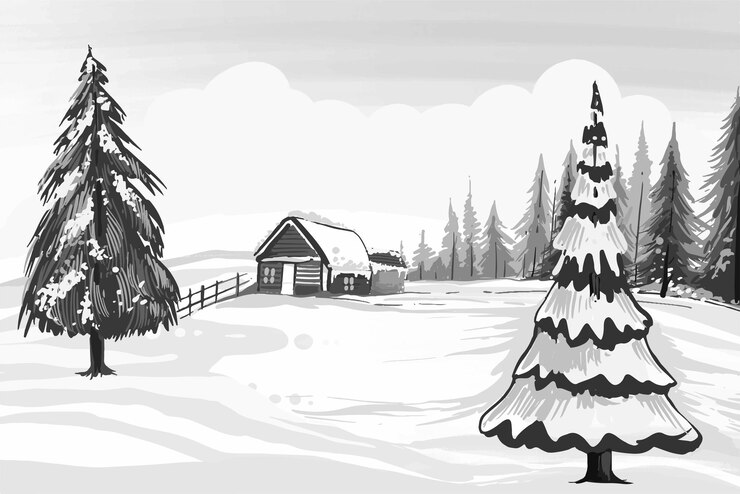 Vecteur gratuit arrière-plan de la carte de paysage d'hiver du nouvel an et de noël