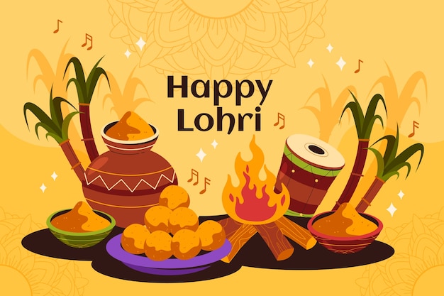 Vecteur gratuit arrière-plan de la célébration du festival de lohri