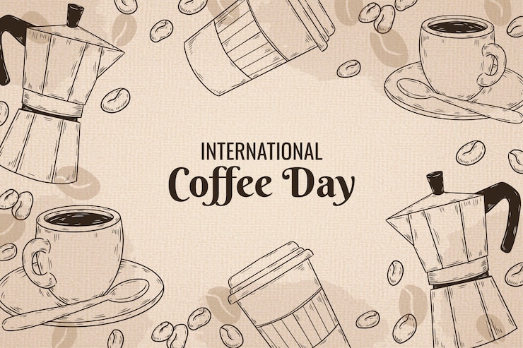 Vecteur gratuit arrière-plan de la célébration de la journée internationale du café