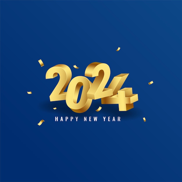 Vecteur gratuit arrière-plan de célébration de la nouvelle année 2024 en style 3d avec décor de confettis vectoriel