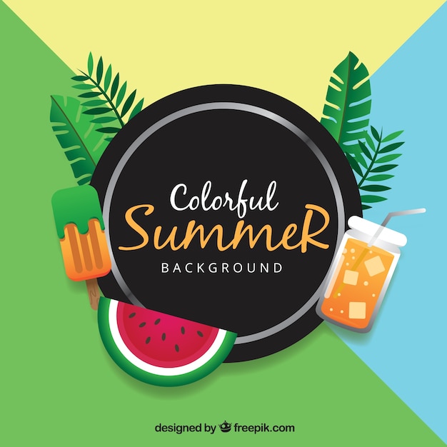 Vecteur gratuit arrière-plan coloré tropical moderne de l'été