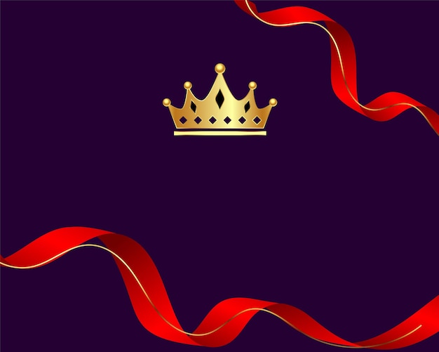 Vecteur gratuit arrière-plan de couronne dorée royale avec un ruban rouge pour l'inauguration