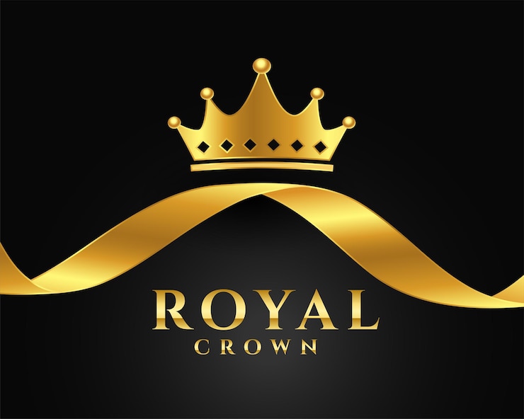 Vecteur gratuit arrière-plan de couronne royale brillante avec un dessin de ruban doré