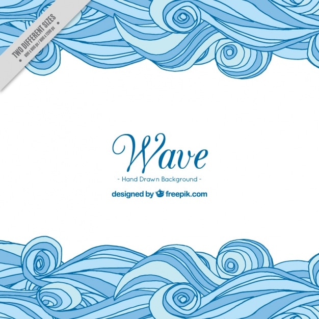 Vecteur gratuit arrière-plan décoratif avec des vagues bleues dessinées à la main
