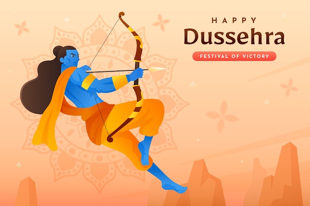 Vecteur gratuit arrière-plan dégradé pour la célébration du festival du dussehra