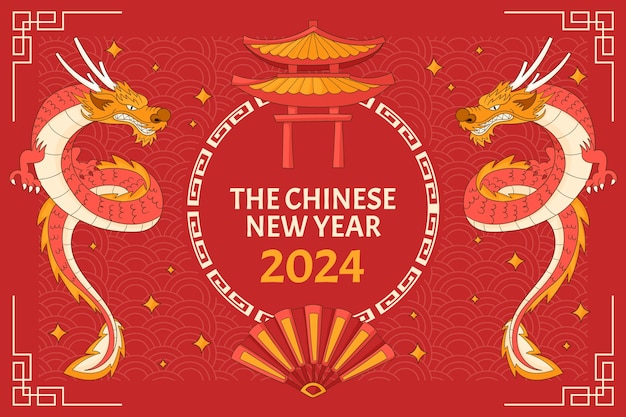 Vecteur gratuit arrière-plan dessiné à la main pour le festival du nouvel an chinois