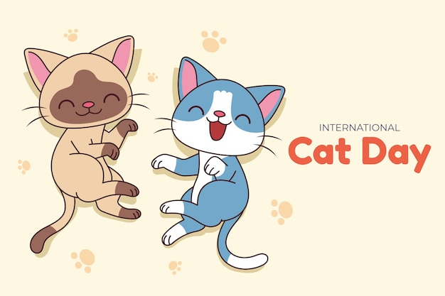 Arrière-plan dessiné à la main pour la journée internationale du chat