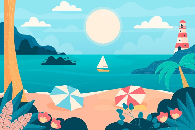 Vecteur gratuit arrière-plan du paysage d'été pour le zoom