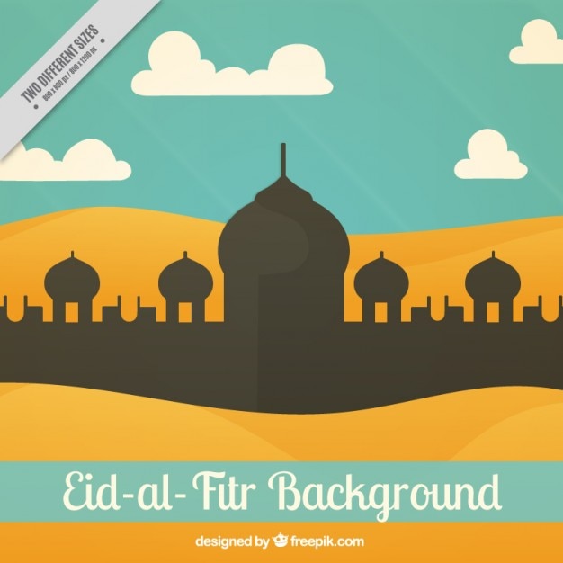 Vecteur gratuit arrière-plan de eid-al-fitr avec une mosquée