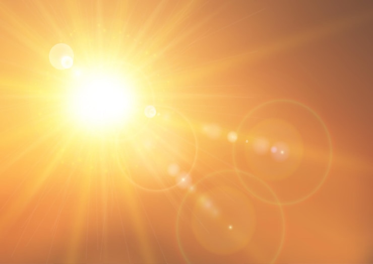 Vecteur gratuit arrière-plan d'été abstrait avec un dessin de soleil chaud