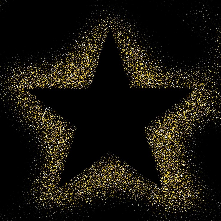 Vecteur gratuit arrière-plan d'étoile de noël avec un dessin brillant en or