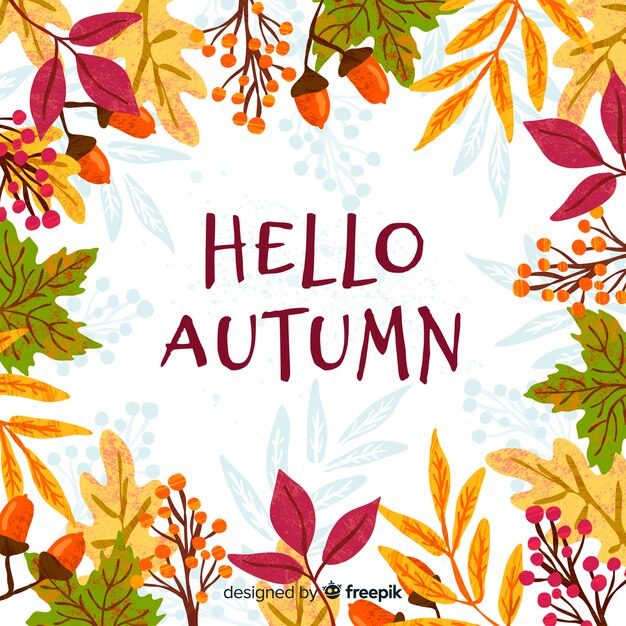 Arrière-plan de feuilles d'automne dessinées à la main