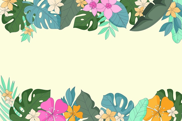 Arrière-plan de feuilles tropicales dessinées à la main