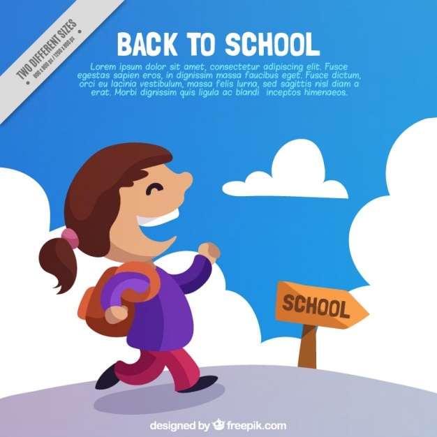 Vecteur gratuit arrière-plan de fille heureuse à l&#39;école