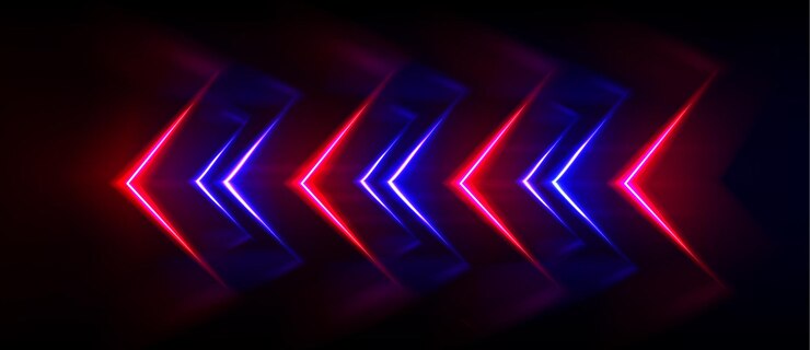 Vecteur gratuit arrière-plan à flèches de lumière néon bleu et rouge abstrait