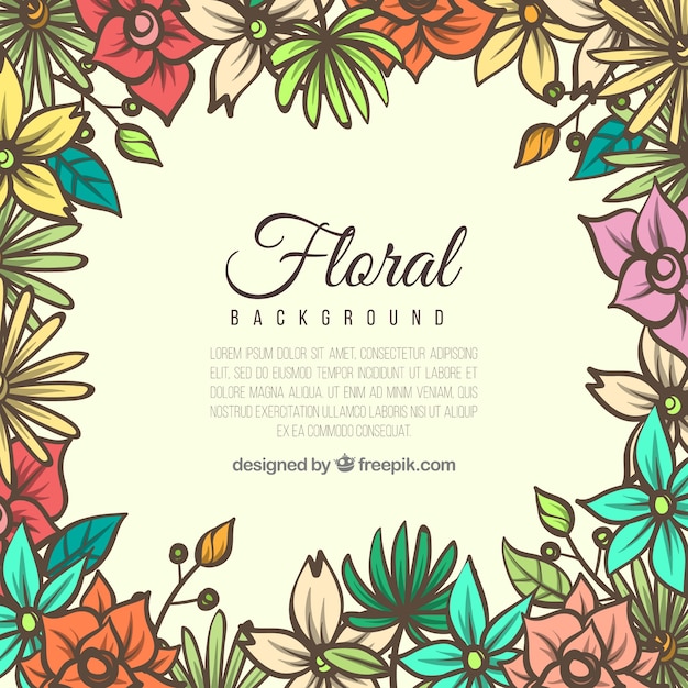 Vecteur gratuit arrière-plan floral coloré dans un style dessiné à la main