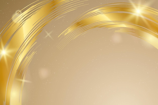 Arrière-plan flou avec bordure de coup de pinceau d'or de luxe