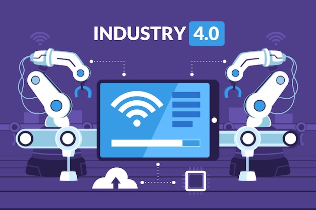 Vecteur gratuit arrière-plan de l'industrie 4.0 dessiné à la main