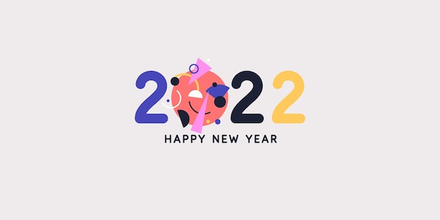 Arrière-plan avec l'inscription happy new year 2022 vector illustration dans un style plat et plat