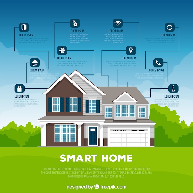 Vecteur gratuit arrière-plan intelligent maison avec dispositif