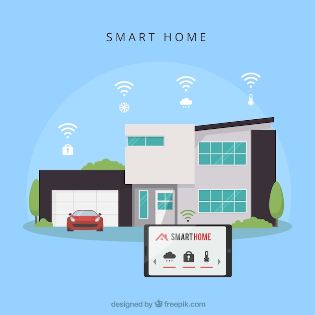 Arrière-plan Intelligent Maison Avec Dispositif