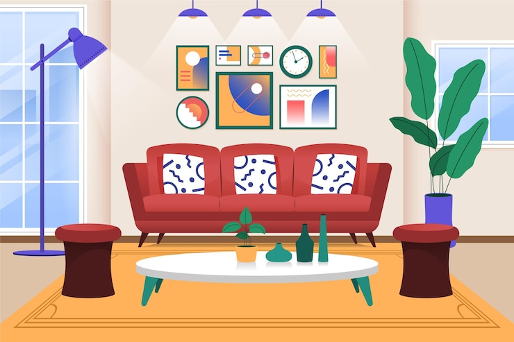 Vecteur gratuit arrière-plan de l'intérieur de la maison