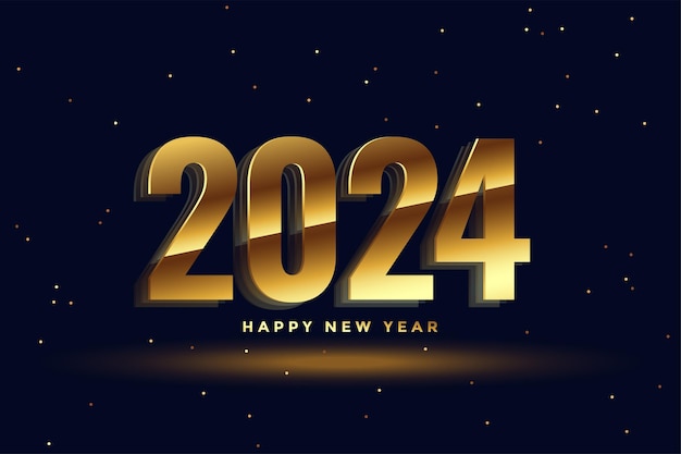 Vecteur gratuit arrière-plan d'invitation au nouvel an 2024 de style 3d avec vecteur de particules dorées