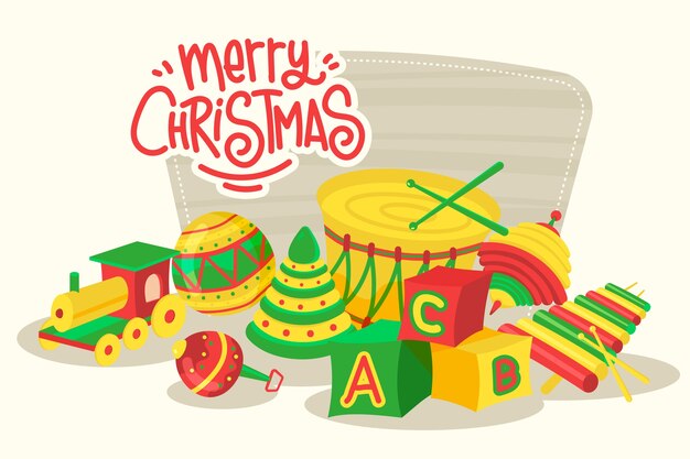 Arrière-plan de jouets de Noël dessinés à la main