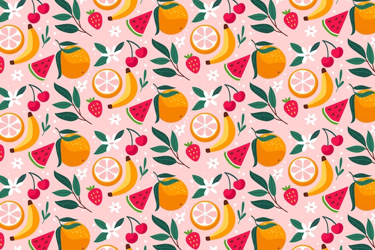 Vecteur gratuit arrière-plan de modèle fruité coloré créatif