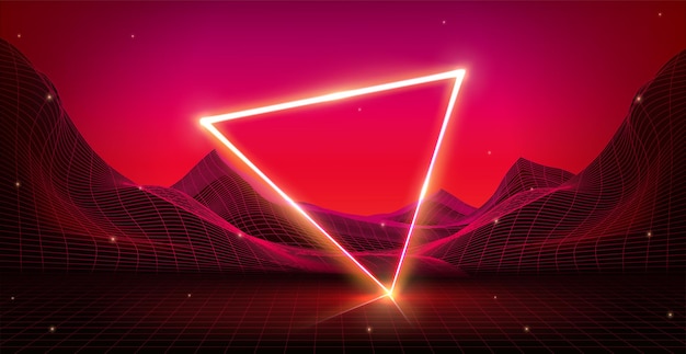 Vecteur gratuit arrière-plan d'onde synthétique avec triangle au néon