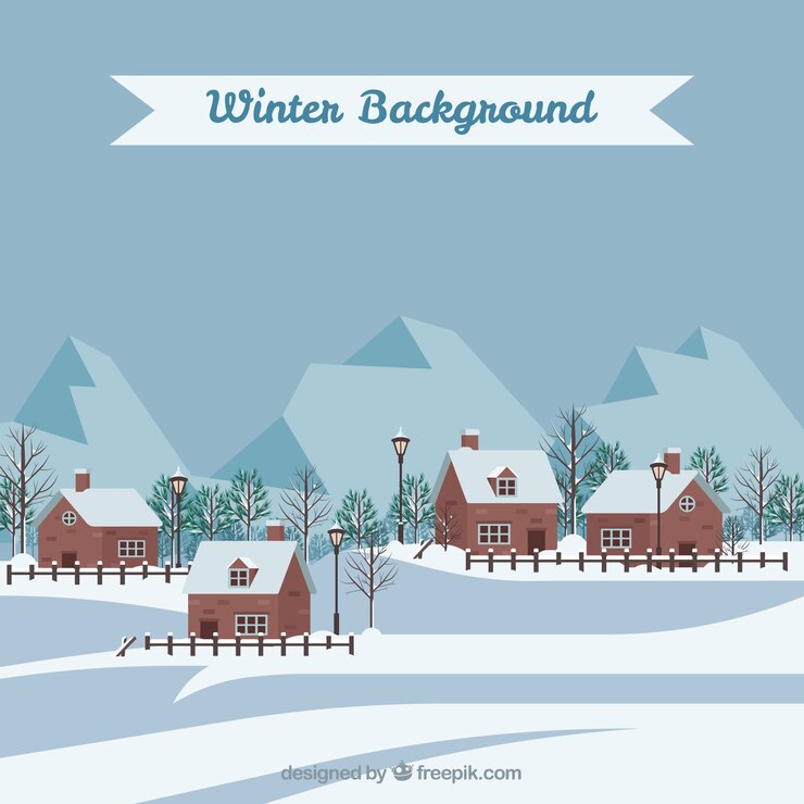 Vecteur gratuit arrière-plan de paysage enneigé hiver